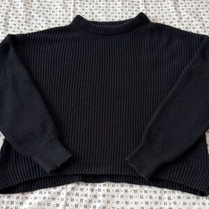 Margaret O’Leary organic cotton sweater, ribbed knit, crewneck, black, size S